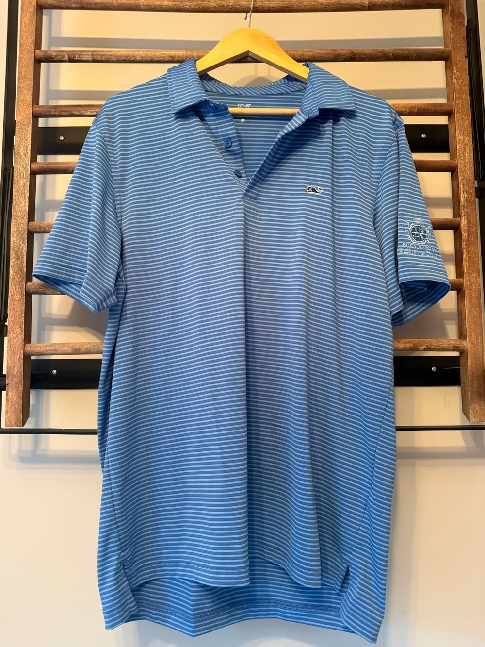 Vineyard Vines Men's Blue Striped Polo Shirt - Boca Raton Club